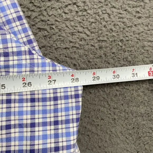 Polo Ralph Lauren Shirt Mens 2XLT Tall Blue Plaid Oxford Button Up Flesh Pony - Picture 7 of 16